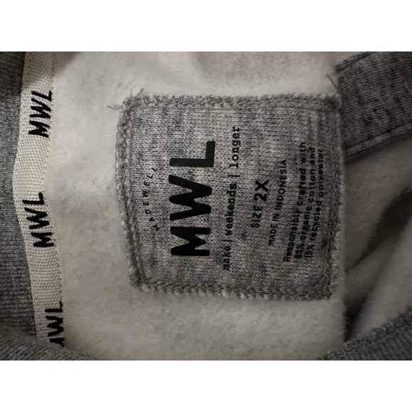 MWL Make Weekends Longer Gray Collared Sweatshirt Size 2X - Picture 12 of 14